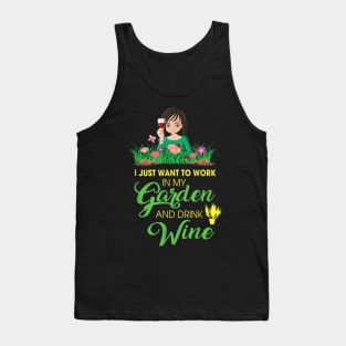 Gardener Gift I Love Garden And Drink Wine Gardening Tank Top